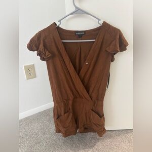 Rampage Tan Wrap Romper